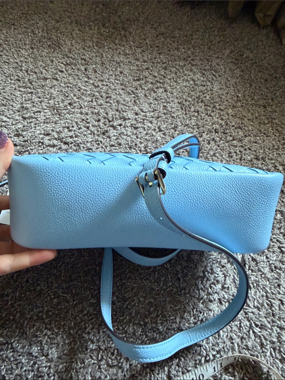 kate Spade small shoulder Blue Woven Leather Bag Gold Hardware KL026 Retail $399 - Picture 10 of 12